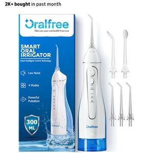 Oralfree Water Flosser Smart Oral Irrigator 4 Mode Cordless 5 Nozzles NIB SEALED